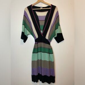 Missoni multicolour striped cotton knit belted dress